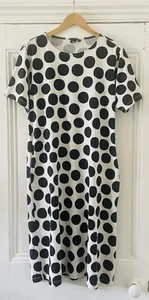 Marimekko X Uniqlo Women’s Black & White Polka Dot T-Shirt Dress M UK 12 EU 40 - Picture 1 of 13