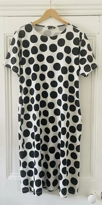 Marimekko X Uniqlo Women’s Black & White Polka Dot T-Shirt Dress M UK 12 EU 40 - Image 1 of 4