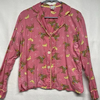 P.J. Camisa Pijama Salvage Estampado Vaquero Mujer’s Rosa Mediana 100% Algodón Abotonada Foto 1 de 4