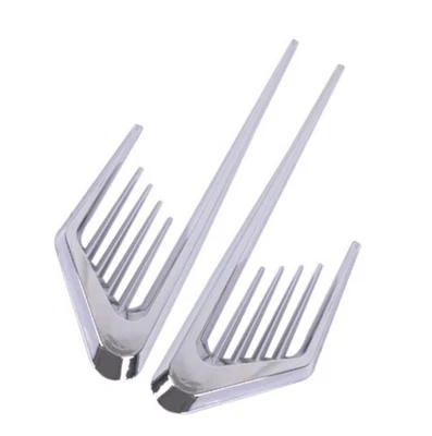 2X Chrome Euro Style Car Side Fender Vent Hood Air Flow Intake Decorative Cover - Image 1 of 4