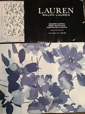 Lauren Ralph Lauren Shower Curtain Multi Blue & Gray Floral 70x72 100% Cotton  - Image 1 of 4