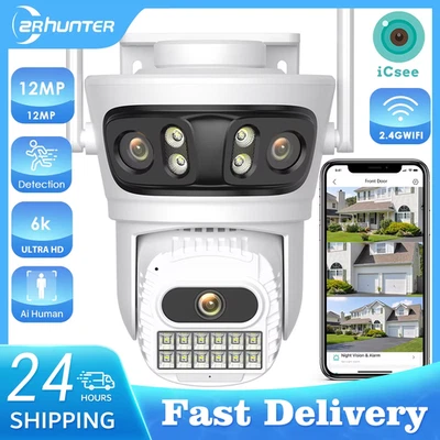 12MP Outdoors Wifi Camera 6K HD Three Lens Security PTZ IP Surveillanc Camera Hu - Bild 1 von 4