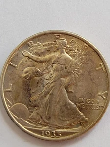 1935 SILVER WALKING LIBERTY HALF DOLLAR 50 CENT COIN AU, UNGRADED #P178 - Imagen 1 de 4