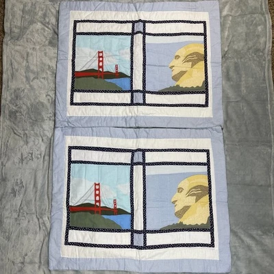 Sunham Home Quilted Pillow Shams Set of 2 Golden Gate Bridge Mt Rushmore 20x26 - Image 1 of 4