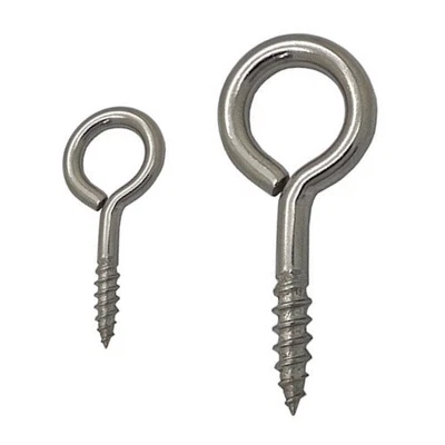 Screw In EYE HOOKS ALL SIZES Stainless Steel Marine Boat Garden Hook Heavy Duty - Image 1 of 4