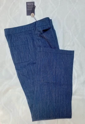 NYDJ Aquastripe trousers NWT blue, linen blend, US 10, wide leg, 32" inseam - Image 1 of 3