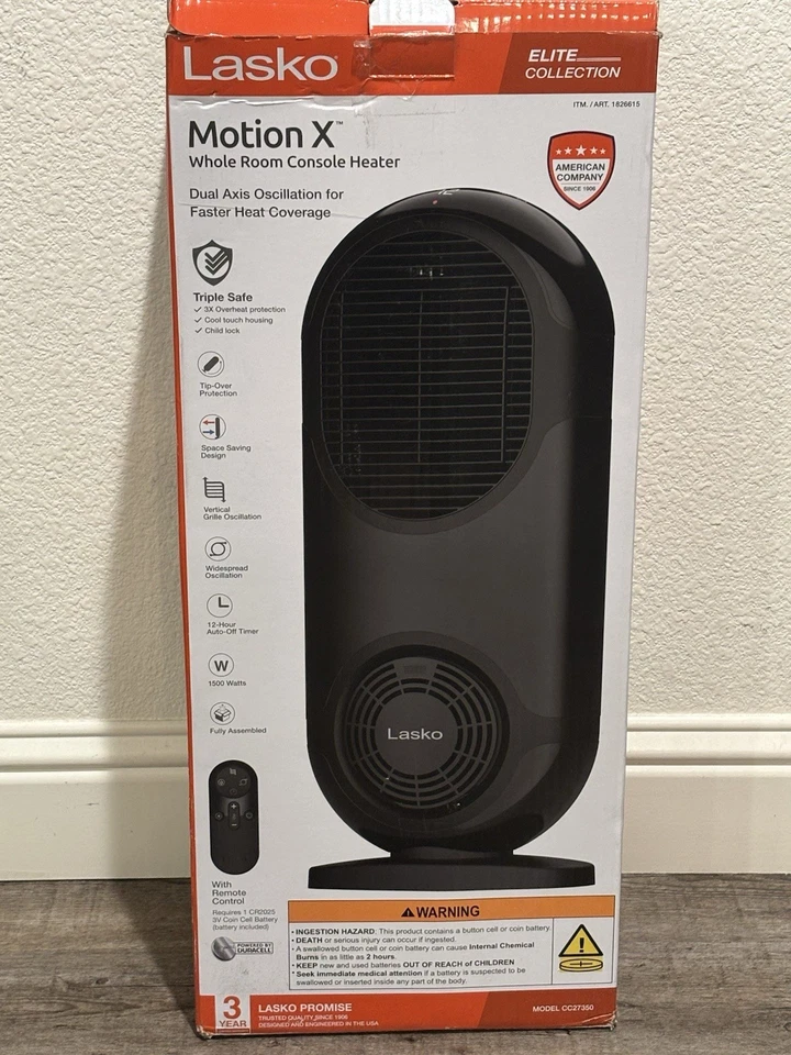 Lasko Whole Room Heater with Remote, Motion X, 3 Heat Settings, Child Lock NEW - Image 1 of 1