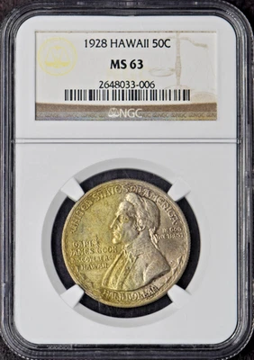 1928 Hawaiian Commemorative Silver Half Dollar - NGC MS63 Toned - ✪COINGIANTS✪ - Image 1 of 2