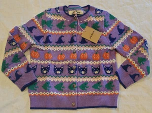 Cárdigan Mini Boden Fair Isle Halloween Cat púrpura nuevo con etiquetas nuevo 6-7 - Imagen 1 de 8