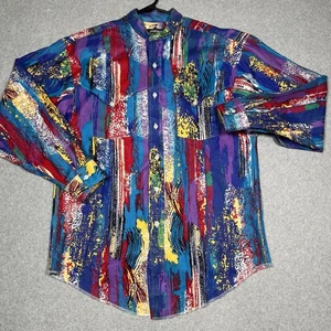 Vintage Panhandle Slim Western Shirt Men Medium Mock Flap Pocket Abstract 90s US - Picture 1 of 17