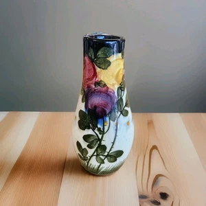 Vtg antique Elmshorn Keramik pottery bud vase multicolor roses Art Deco/Nouveau - Picture 1 of 5