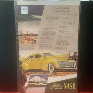 Vintage 1939 Nash You Won't Be Home Tonight Ad Advertisment - Picture 1 of 2