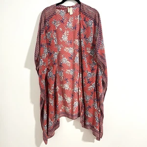 Cardigan kimono Japna taglia unica OS rosa aperto boho copricostume spiaggia leggero - Foto 1 di 5
