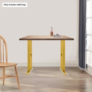 2PCS 28.5" Gold Metal Table Legs, Heavy Duty Desk Legs w/Adjustable Feet, Modern - Picture 1 of 13