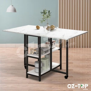 Folding Dining Table Extendable Kitchen Home Dinner Desk Foldable with Wheels - Picture 1 of 10