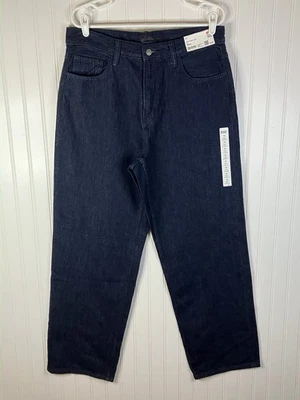 Pantalones de mezclilla para mujer Uniqlo talla 10 azules pierna ancha recta algodón lavado oscuro nuevos con etiquetas Foto 1 de 4