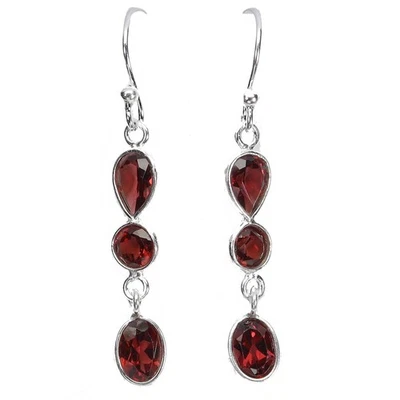 Pendientes de plata de ley 925 rodolita ovalada 7x5 mm joyas de piedras preciosas naturales Foto 1 de 4