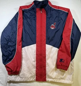 90s Starter Cleveland Indiands Chief Woohoo Colorblock Fullzip Windbreaker Large - Bild 1 von 16