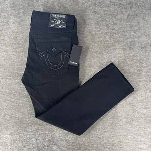 True Religion Ricky SN Flap Relaxed Straight Jeans Men’s 34 34x34 Black NWT - Picture 1 of 13
