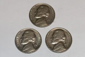 JEFFERSON NICKEL lot of 3 1955-D, 1957-D, 1959-D - Picture 1 of 4