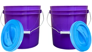 2 Gallon Purple Food Grade Bucket Pail with Screw on Lid (Pack of 2) - Picture 1 of 5