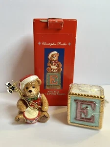 Christopher Radko Christmas Noel Bear Salt & Pepper Shakers Htf Retired New 2-3” - Picture 1 of 24
