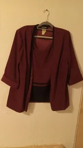 Karis Place Jacket Tank Top Vest 1-Piece Burgundy USA Womens 18W   - Picture 1 of 11