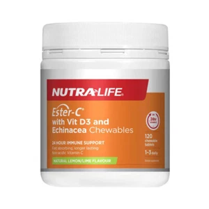 NutraLife Ester C 1000 mg + Vit D mastica 120 tabletas - Imagen 1 de 1