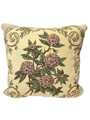 "Almohada cuadrada vintage de tapiz de hortensia púrpura 17""x17""" Foto 1 de 4