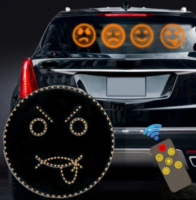 Fun Emoticon Face Light +Remote Control Car Rear Window Warning Reminder Lamp - Image 1 of 4