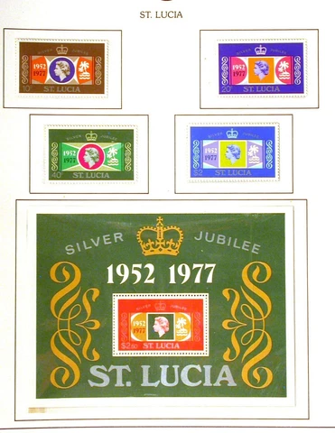 ST LUCIA Queens silver jubilee, MNH, Souvenir sheet,Set of 4 stamps Cover