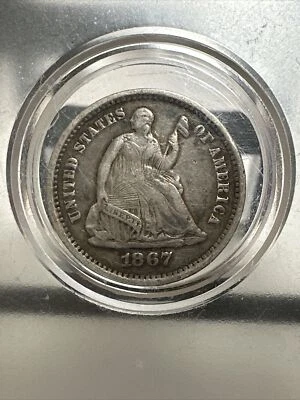 1867-S Seated Liberty Silver Half Dime High Grade - Beautiful Details - Image 1 of 4