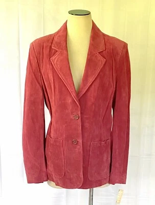 Vintage 1970s DEAD STOCK Suede Jacket by Deerskin Trading Post Dark Pink 39 NWT - Image 1 of 4