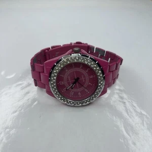 E Orlando Silber Kristalle Rosa Emaille J12 Z355 Retro Damen Edelstahl funktioniert - Bild 1 von 6