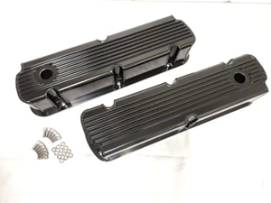 Juego de cubiertas de válvula altas de aluminio fabricadas con aletas negras SBF Ford 260 289 302 351W - Imagen 1 de 4