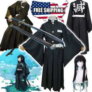 Adult Men's&Girls Costume Muichiro Tokito Cosplay Kimono Outfit Japanese Anime - Picture 1 of 15