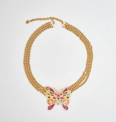 Cinturón VALENTINO Cadena Chapado en Oro, Hebilla Mariposa Esmalte Multicolor, Estrás Foto 1 de 4