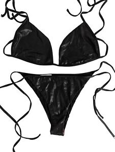 ATTICO Black Bikini Sets Sheen Tri Tie Swimsuit Costume Size XL NEW RRP 250