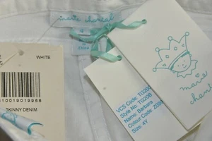 $84 NEW LUXURIOUS Marie Chantal Girls Skinny Jeans Denim White Pants 4 Y - Picture 1 of 8
