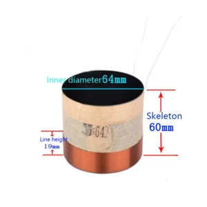 Bobinas de voz de altavoz de graves BASV de 64 mm 8 ohmios 8Ω bobina de bocina de subwoofer de aluminio negro - Imagen 1 de 3