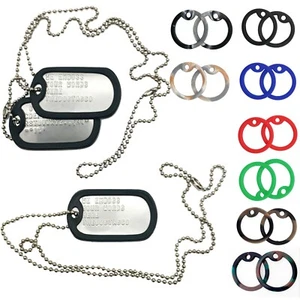 U.S. PERSONALISED STAINLESS STEEL ARMY MILITARY NAVY DOG TAGS SETS -THEDOGTAGCO - Picture 1 of 29