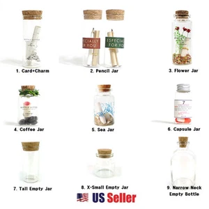 Glass Jar Bottle with Cork/Steel Lid - with Memo or Empty For Party Favor - Picture 1 of 9
