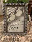 Sienna Pewter 4” x 6”  Frame with Blue Round and Square Crystals Fleur de Lis