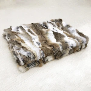 Natural Luxury 100% Real Rabbit Fur Throw Bedspread Blanket Carpet 19.6x94.4in - Picture 1 of 4