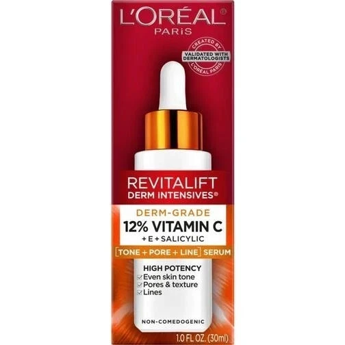 L'Oreal Revitalift Derm Intensives 12% Vitamina C + E Ácido Sálico Suero 1.0 OZ ¡NUEVO! Foto 1 de 1