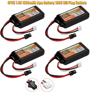 4Stk 2s 7,4v 1200mah 100c Lipo Batterie Sm Stecker Für Rc Drohne Flugz F2v3 DE - Bild 1 von 9