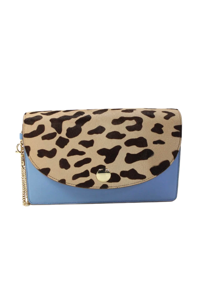 Bolso sin asas Diane Von Furstenberg para mujer de cuero con estampado de animales azul Foto 1 de 4