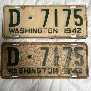 Vintage 1942 Washington License Plate Pair - Picture 1 of 13