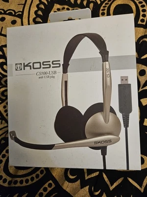 KOSS CS100 USB Headset NEW – Noise Canceling Mic, 8ft Cable, PC/Mac Coms - Image 1 of 4
