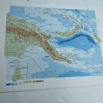 1993: Map of Papua New Guinea Physical GP #107 vintage atlas old print gift for  - Image 1 of 4